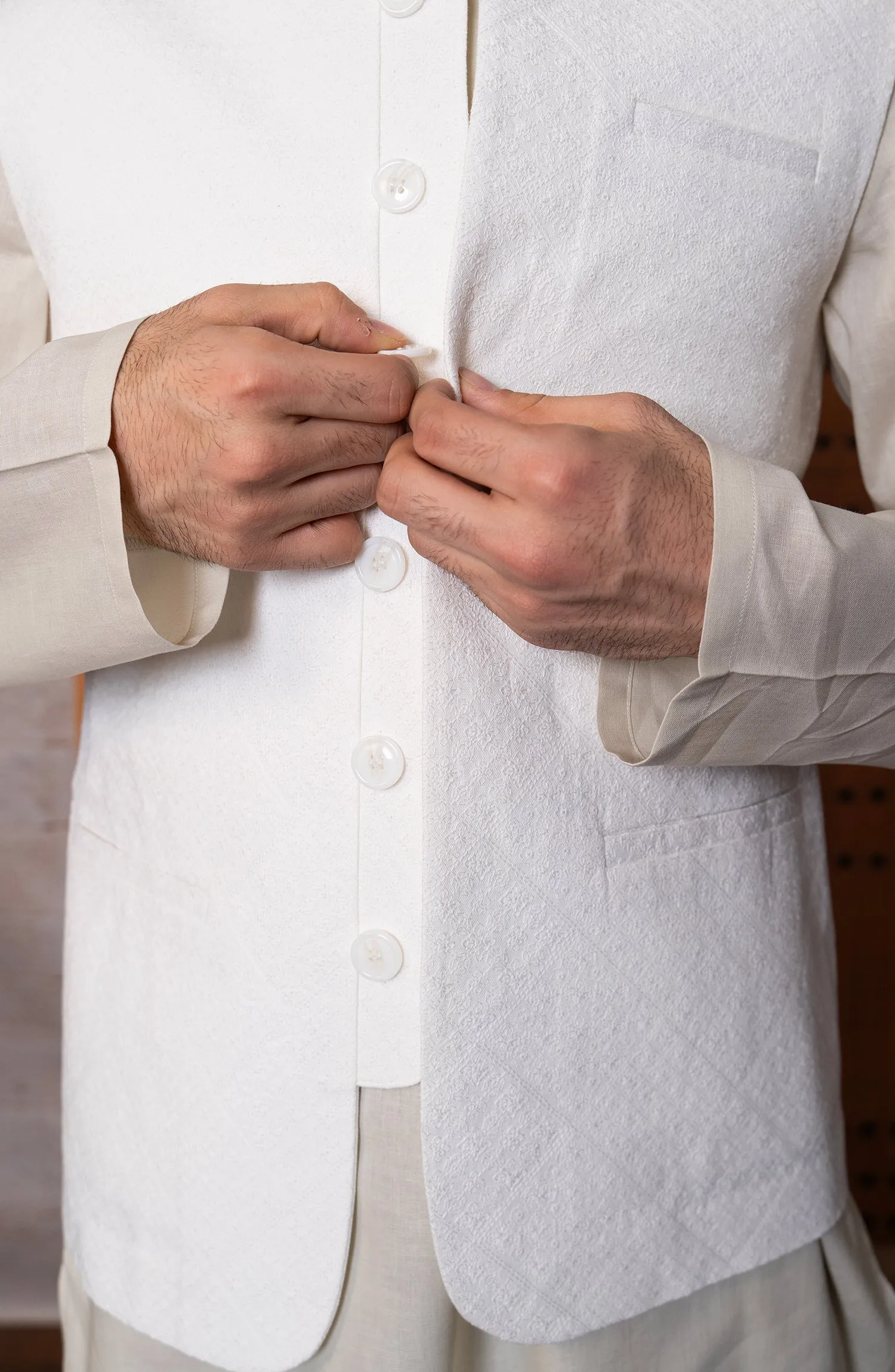 Premium Cotton Linen Blend MenS Waistcoat