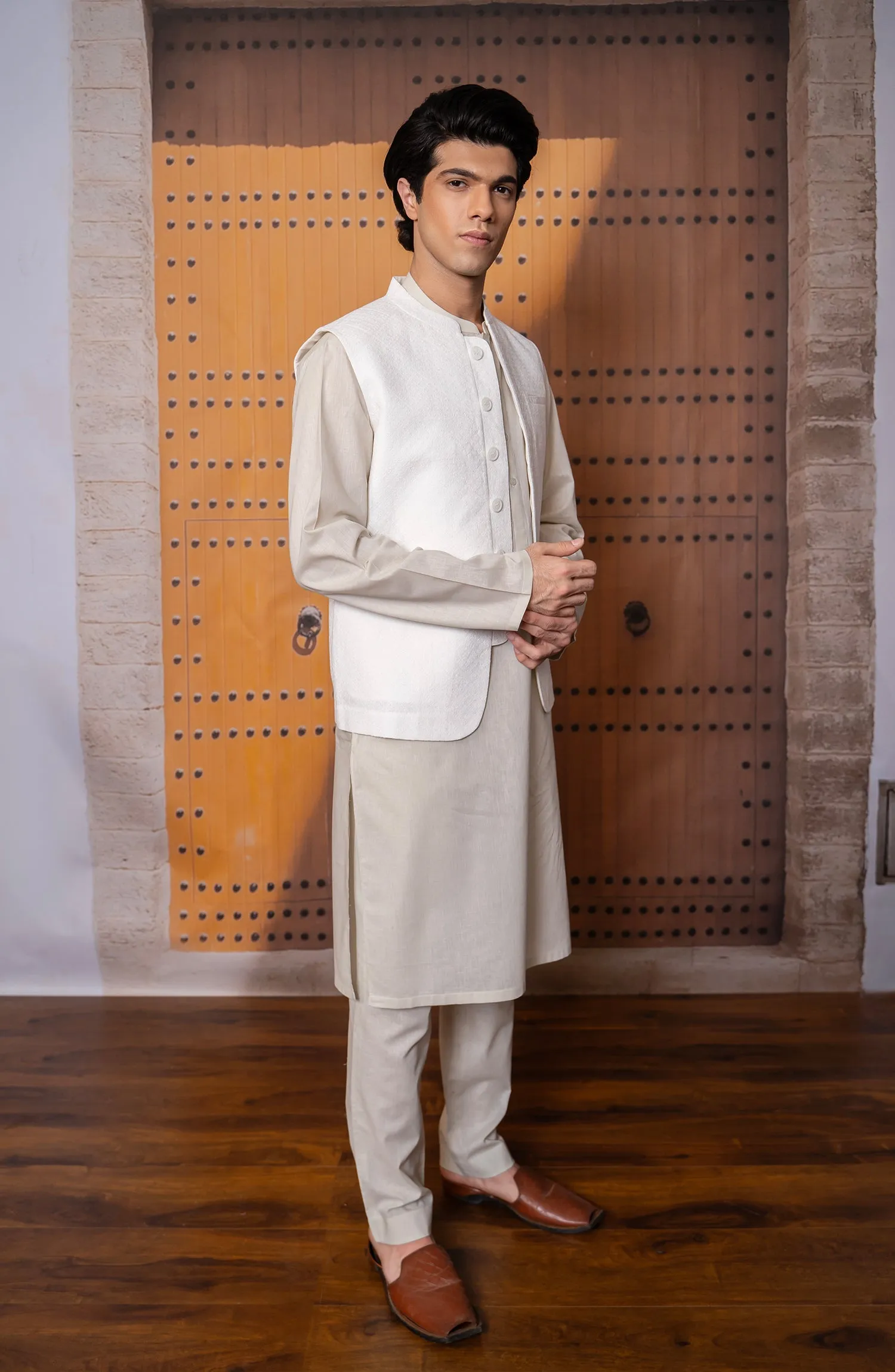 Premium Cotton Linen Blend MenS Waistcoat