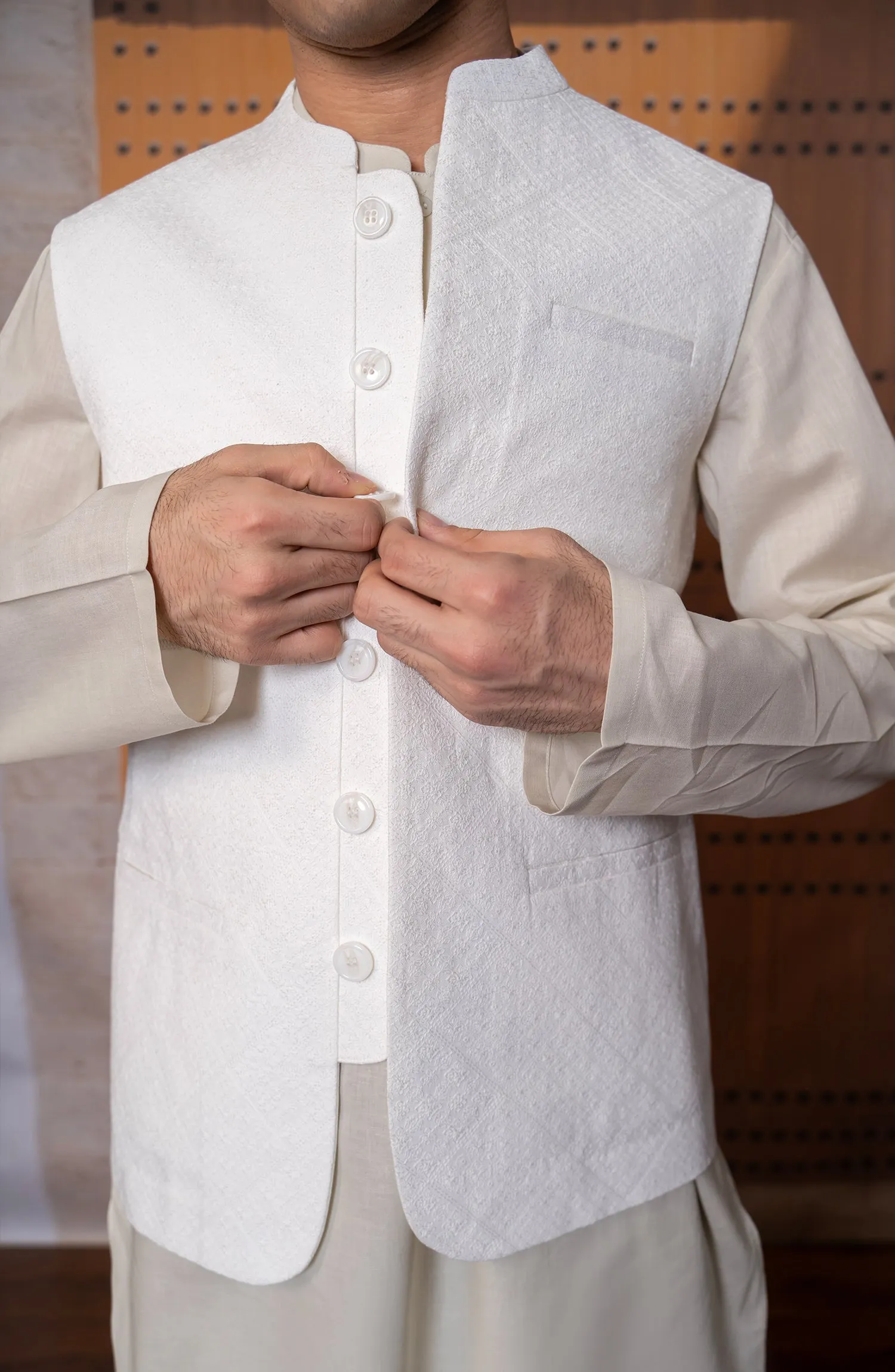 Premium Cotton Linen Blend MenS Waistcoat