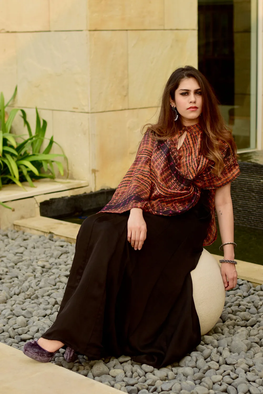 Printed Drape Dupatta With A Kalidar Skirt