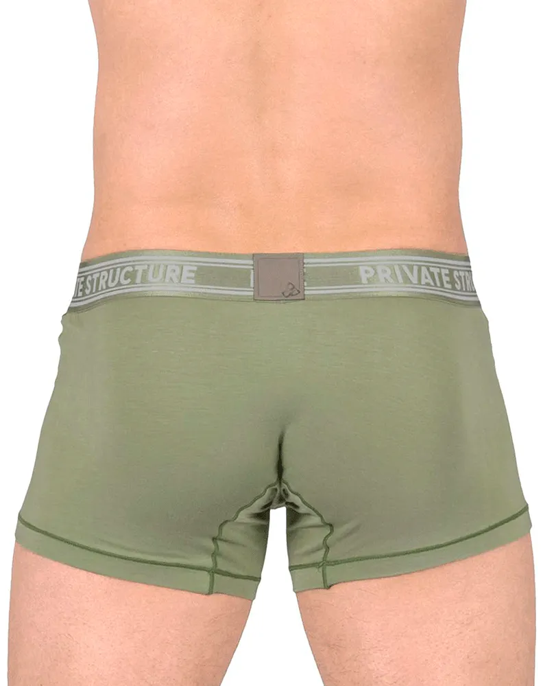 Private Structure Pbut4379 Bamboo Mid Waist Trunks Olive