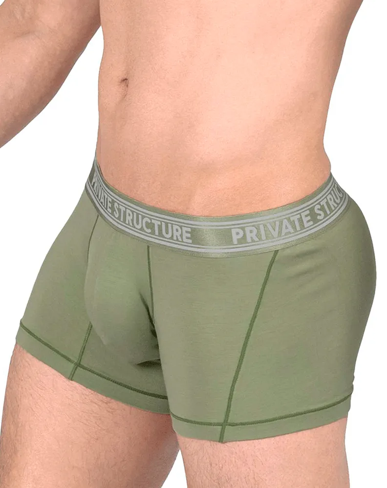 Private Structure Pbut4379 Bamboo Mid Waist Trunks Olive