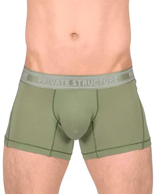 Private Structure Pbut4379 Bamboo Mid Waist Trunks Olive