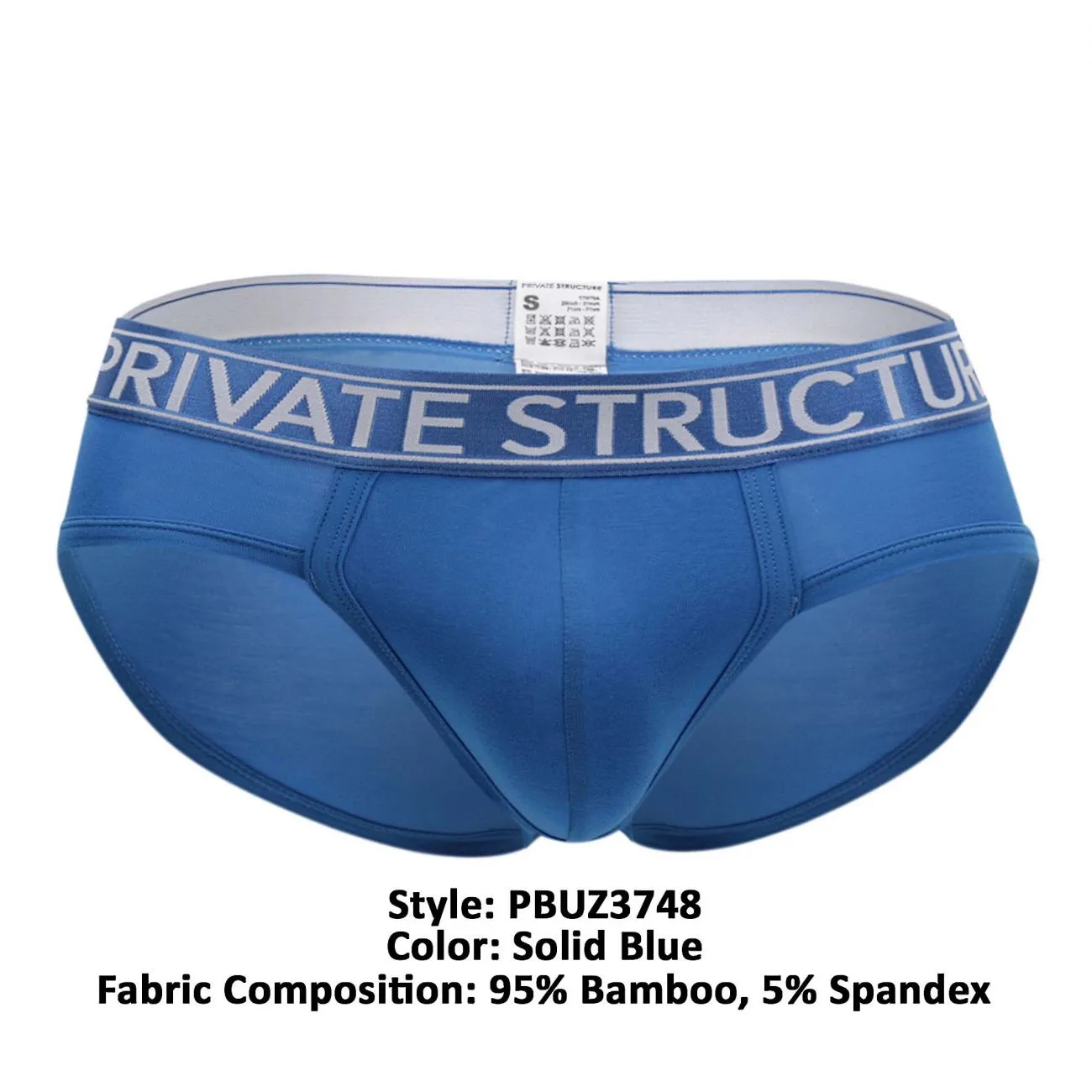 Private Structure PBUZ3748 Platinum Bamboo Contour Briefs Solid Blue