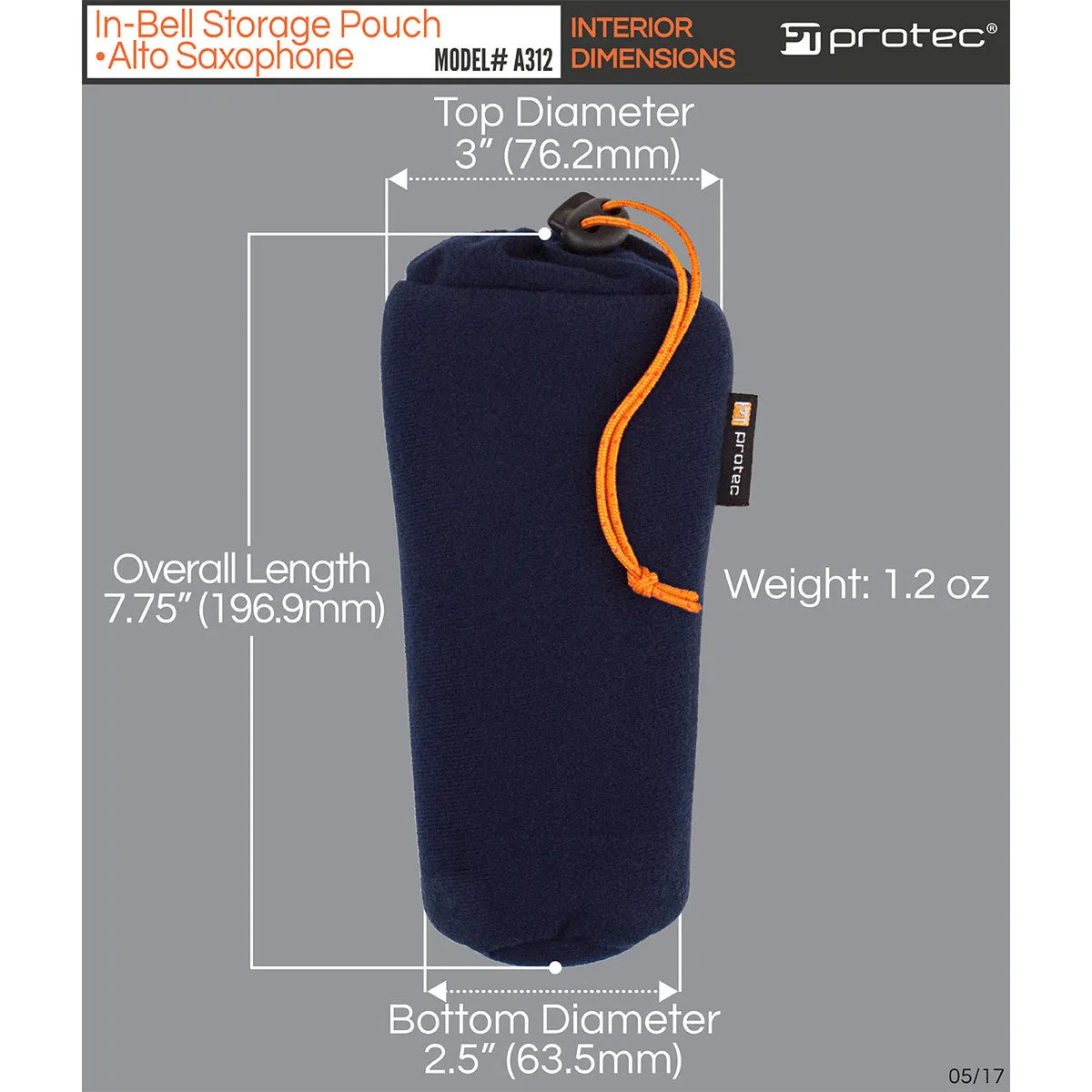 Protec Alto Saxophone In-Bell Neck & Mouthpiece Storage Pouch A312