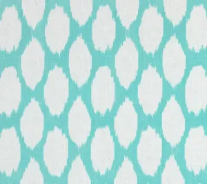 Quadrille Fabric: Adras Reverse - Custom Turquoise on White Oyster Linen