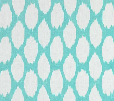 Quadrille Fabric: Adras Reverse - Custom Turquoise on White Oyster Linen