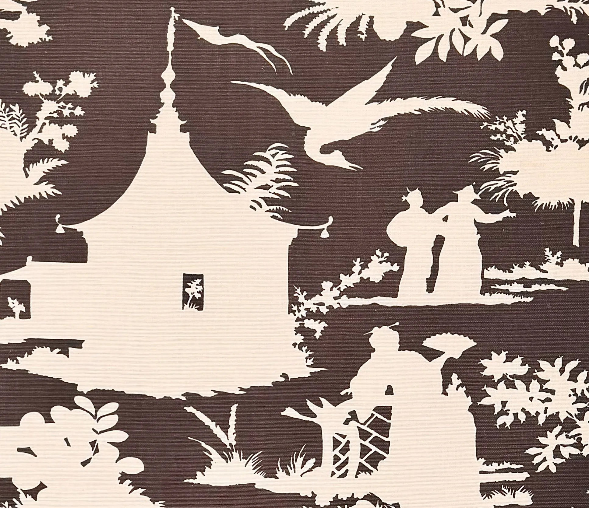 Quadrille Fabric: Paradise Background - Custom Brown on Tinted  Belgian Linen / Cotton