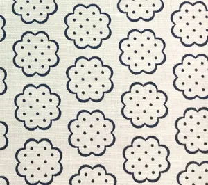 Quadrille Fabric: Sybil - Custom New Navy on Tinted Belgian Linen / Cotton
