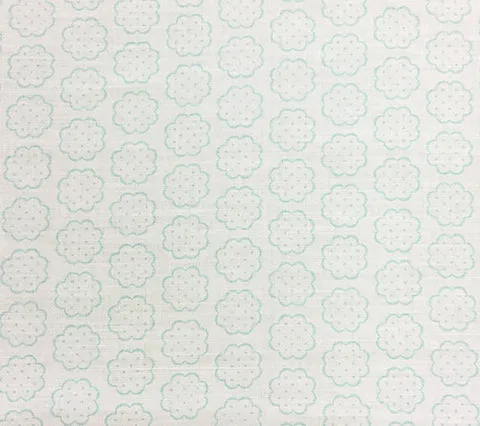 Quadrille Fabric: Sybil - Custom Pale Aqua on Tinted Belgian Linen / Cotton