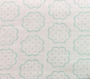 Quadrille Fabric: Sybil - Custom Pale Aqua on Tinted Belgian Linen / Cotton