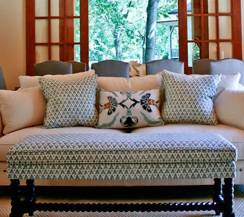 Quadrille Fabric: Volpi - Custom Pale Camel on White Belgian Linen / Cotton