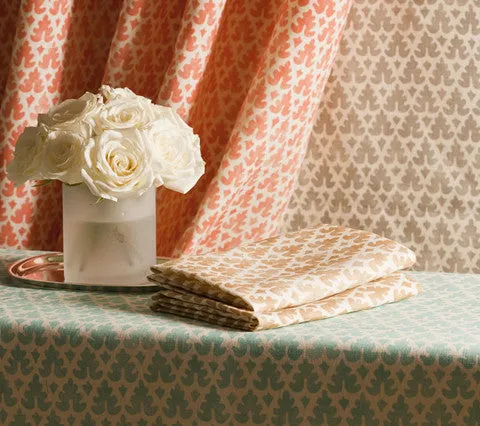 Quadrille Fabric: Volpi - Custom Pale Camel on White Belgian Linen / Cotton