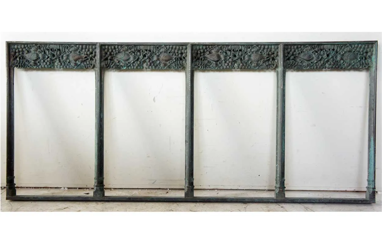 Rare Pair of American Tiffany Studios Bronze Grapevine Balustrades