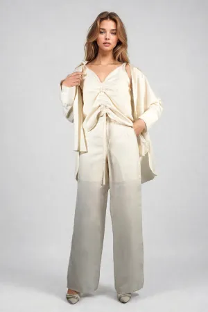 Relaxed Double Slit Silk Trousers