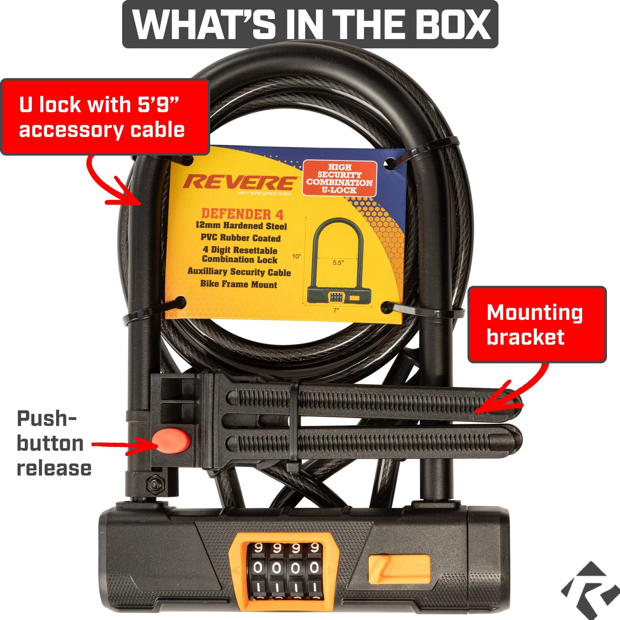 Revere Defender 4 Plus Combination U Lock System