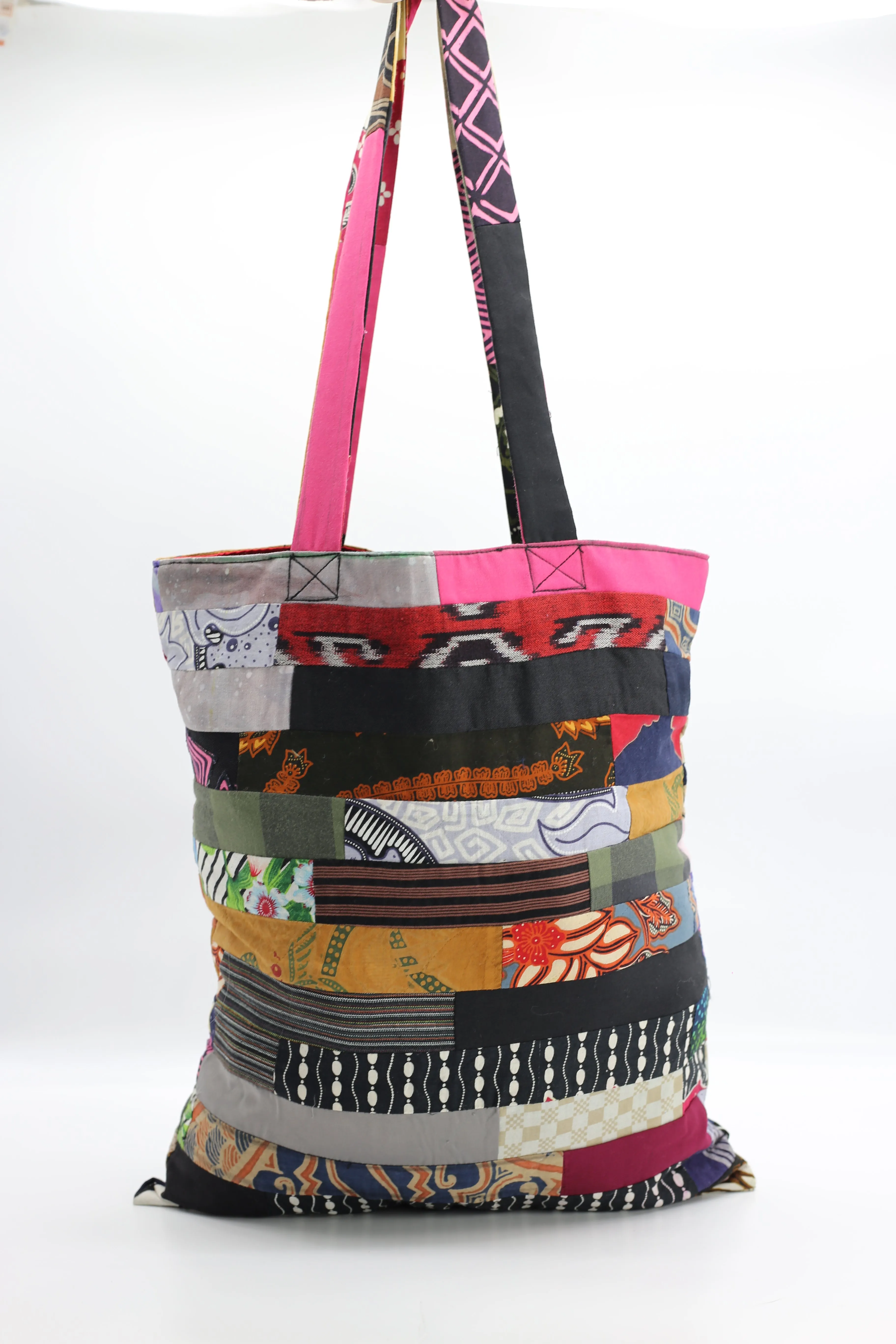 Reversable Handmade From Recycled Fabric Tote Bag