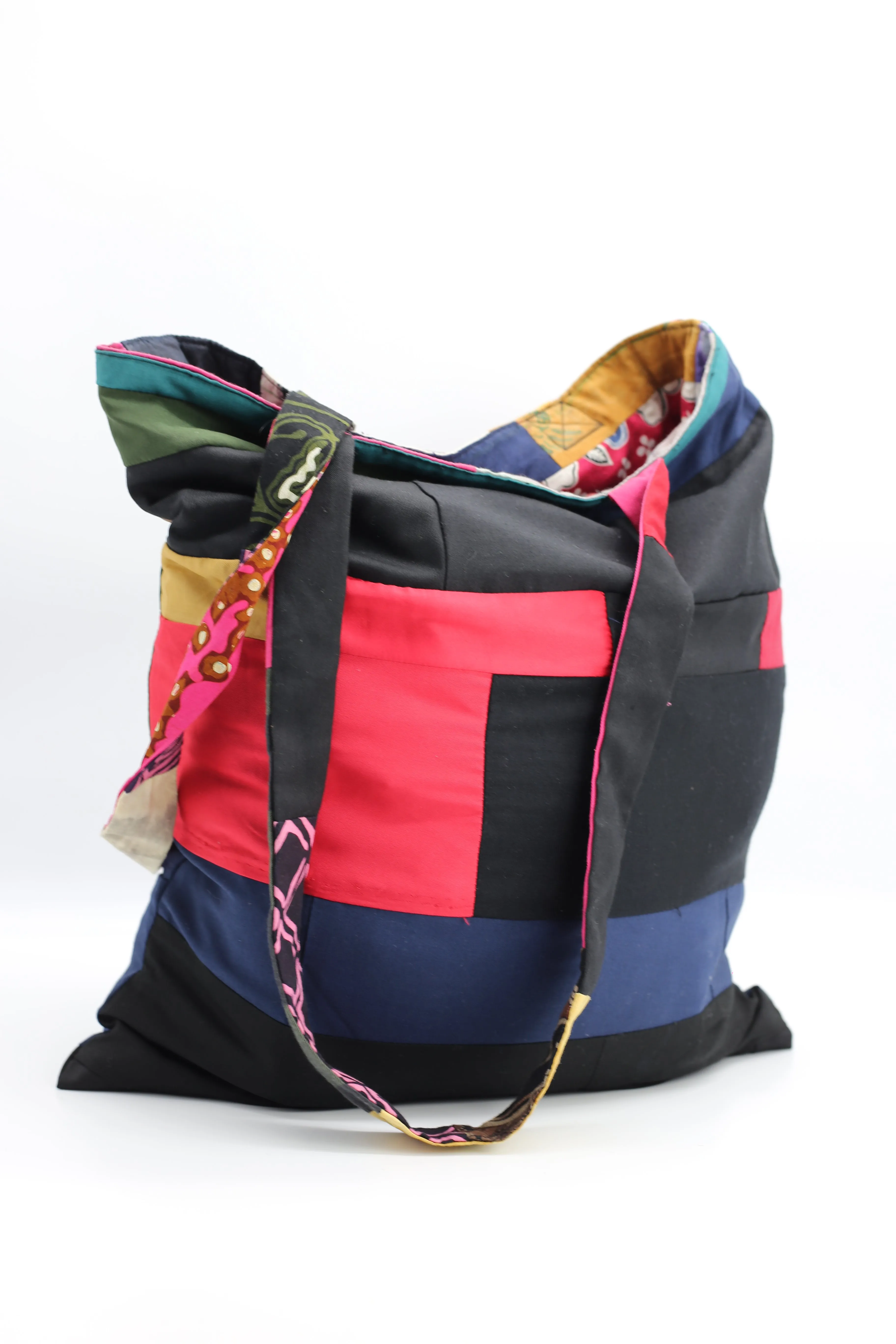 Reversable Handmade From Recycled Fabric Tote Bag
