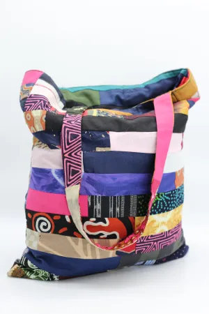 Reversable Handmade From Recycled Fabric Tote Bag
