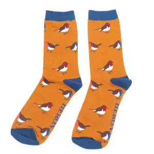 Robin Bamboo Socks in Ochre by Mr Heron, Size UK 7-11