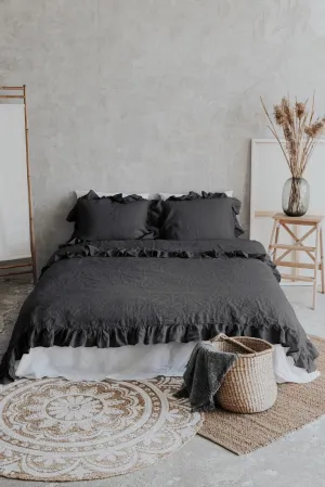 Ruffle duvet cover - dark gray