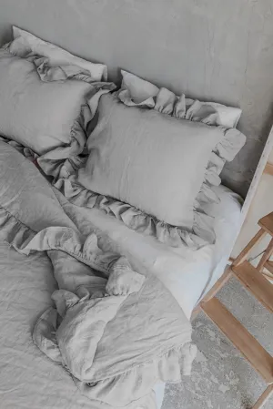 Ruffle duvet cover - light gray