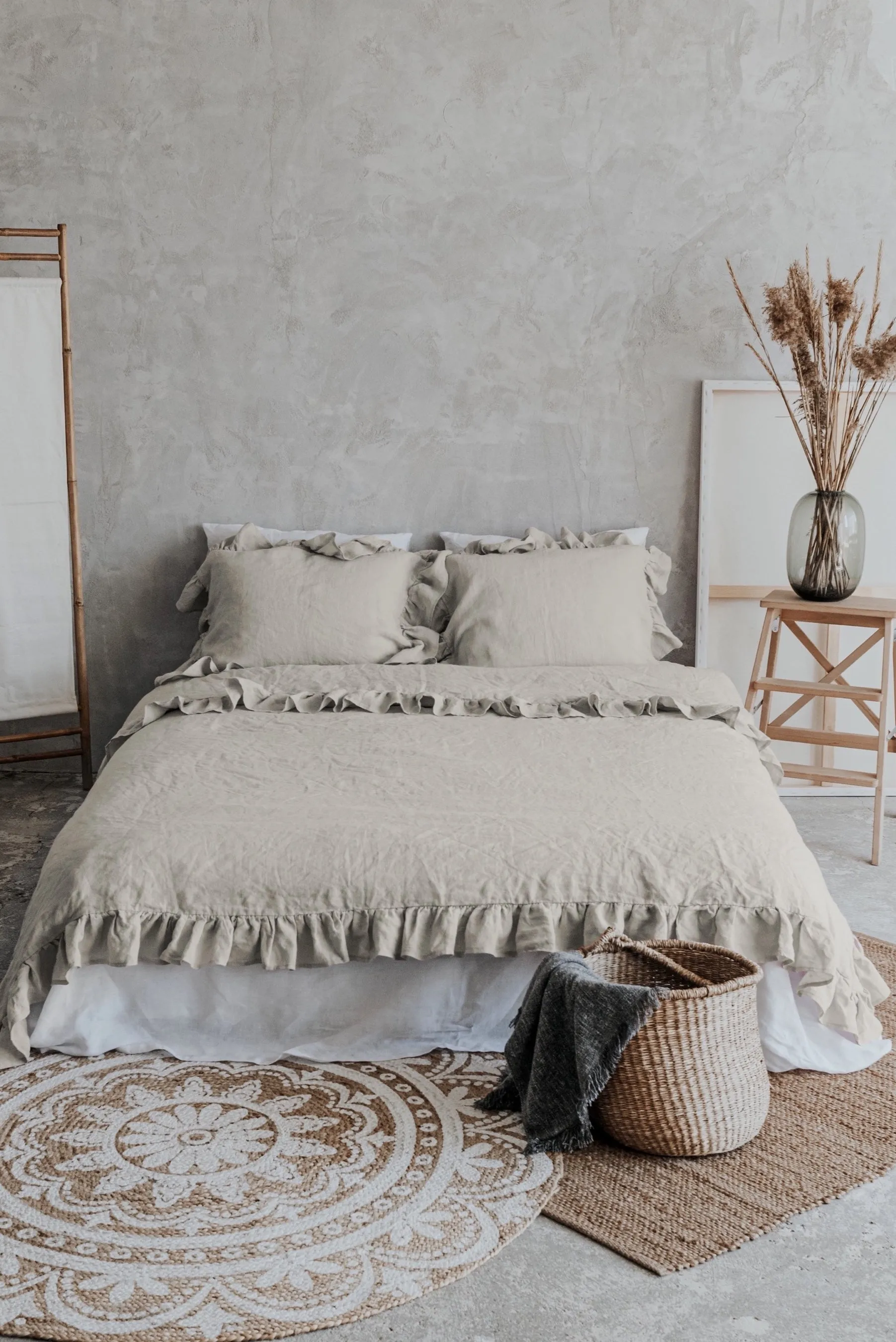 Ruffle duvet cover - natural