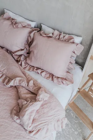 Ruffle Pillowcases Set - Pink