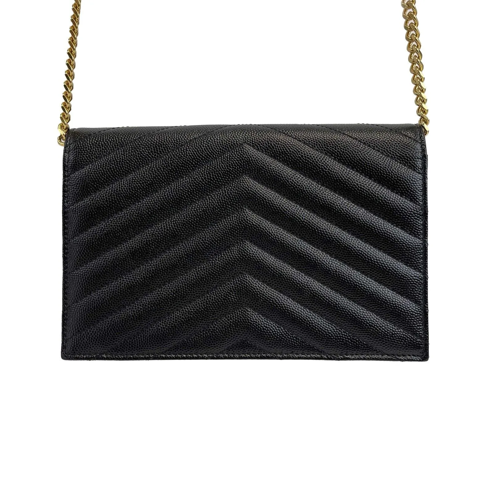 Saint Laurent - YSL Monogram Quilted Leather Black Wallet on a Chain