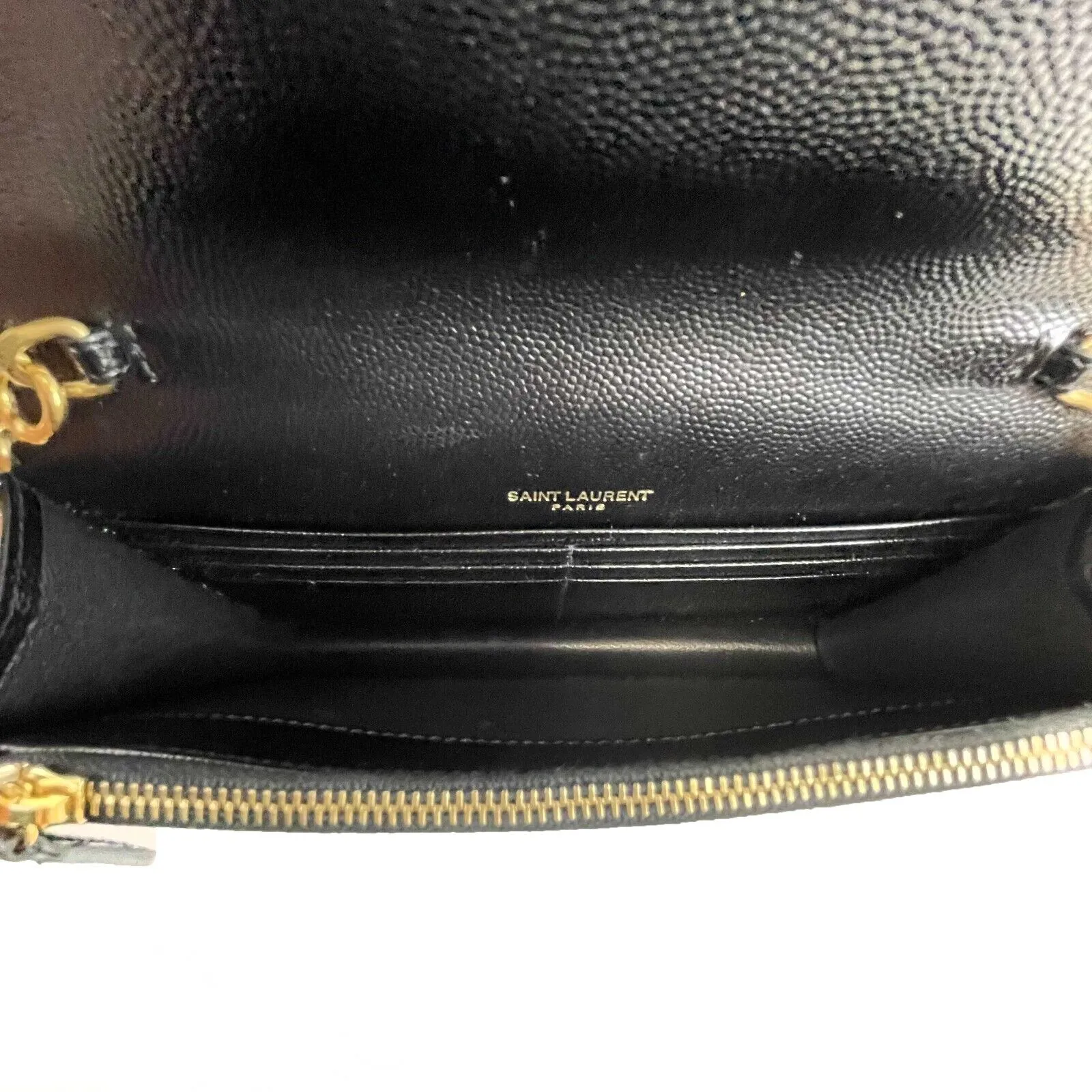 Saint Laurent - YSL Monogram Quilted Leather Black Wallet on a Chain