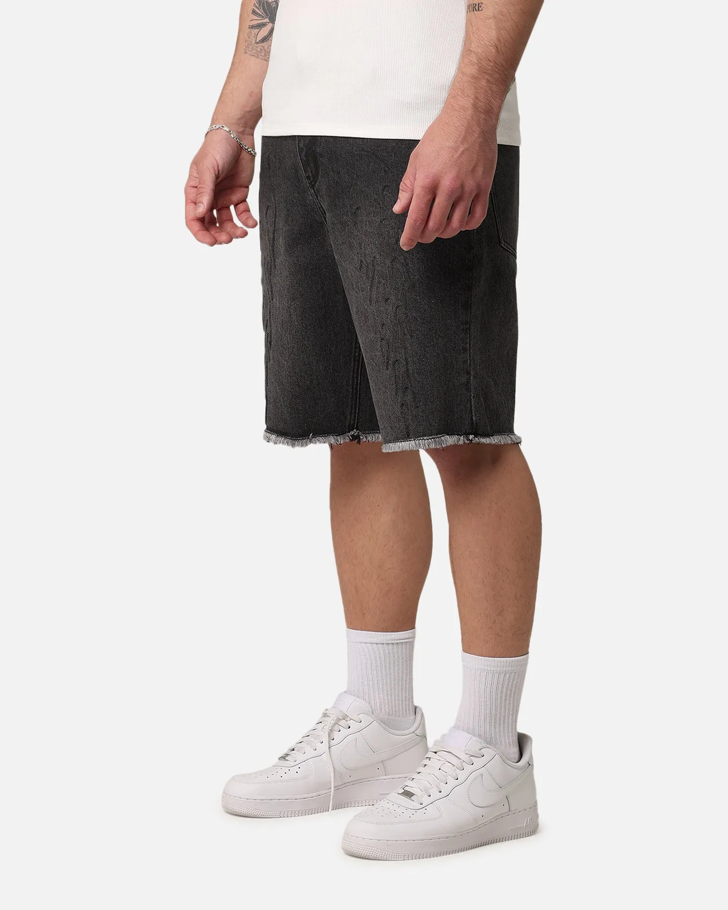 Saint Morta Inferno Baggy Denim Shorts Black Shadow