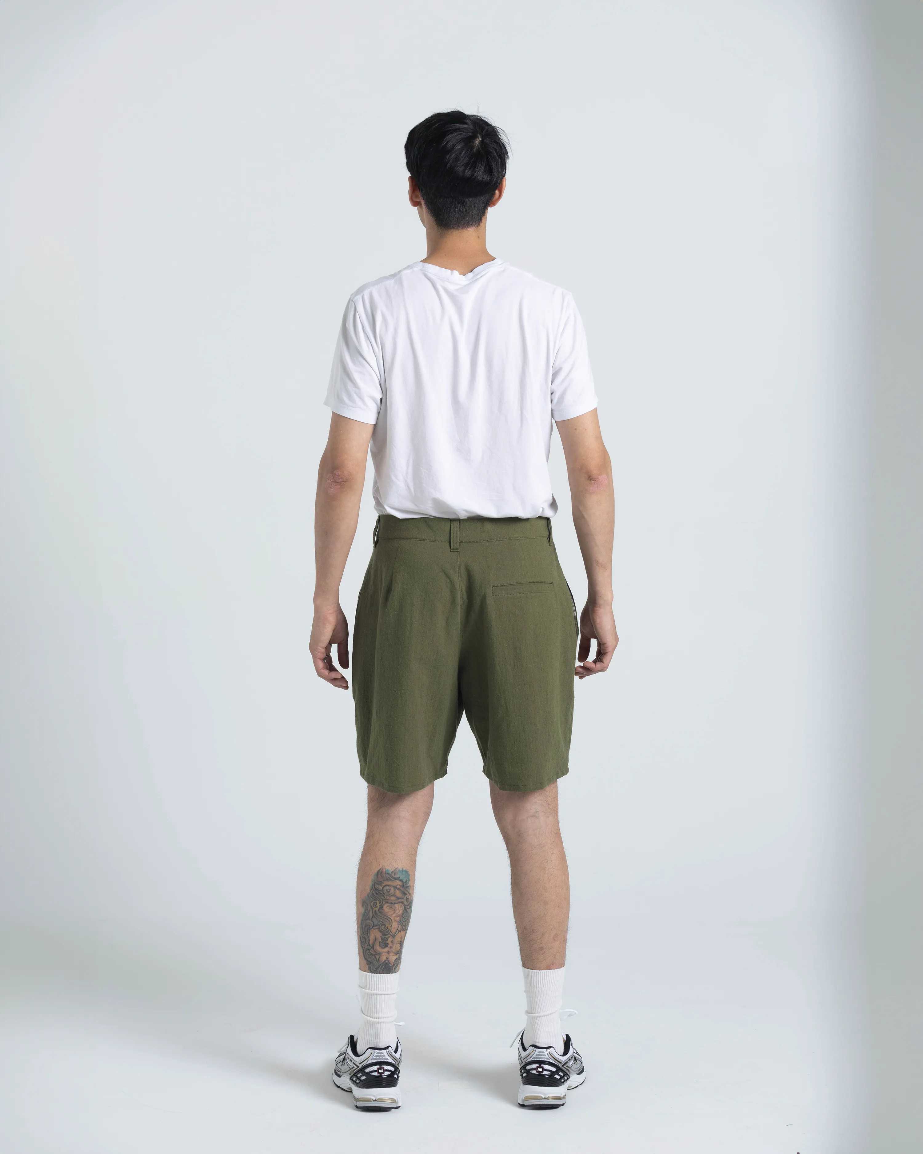 SAMPLE SALE: Pleated Shorts - OIive Cotton / Linen