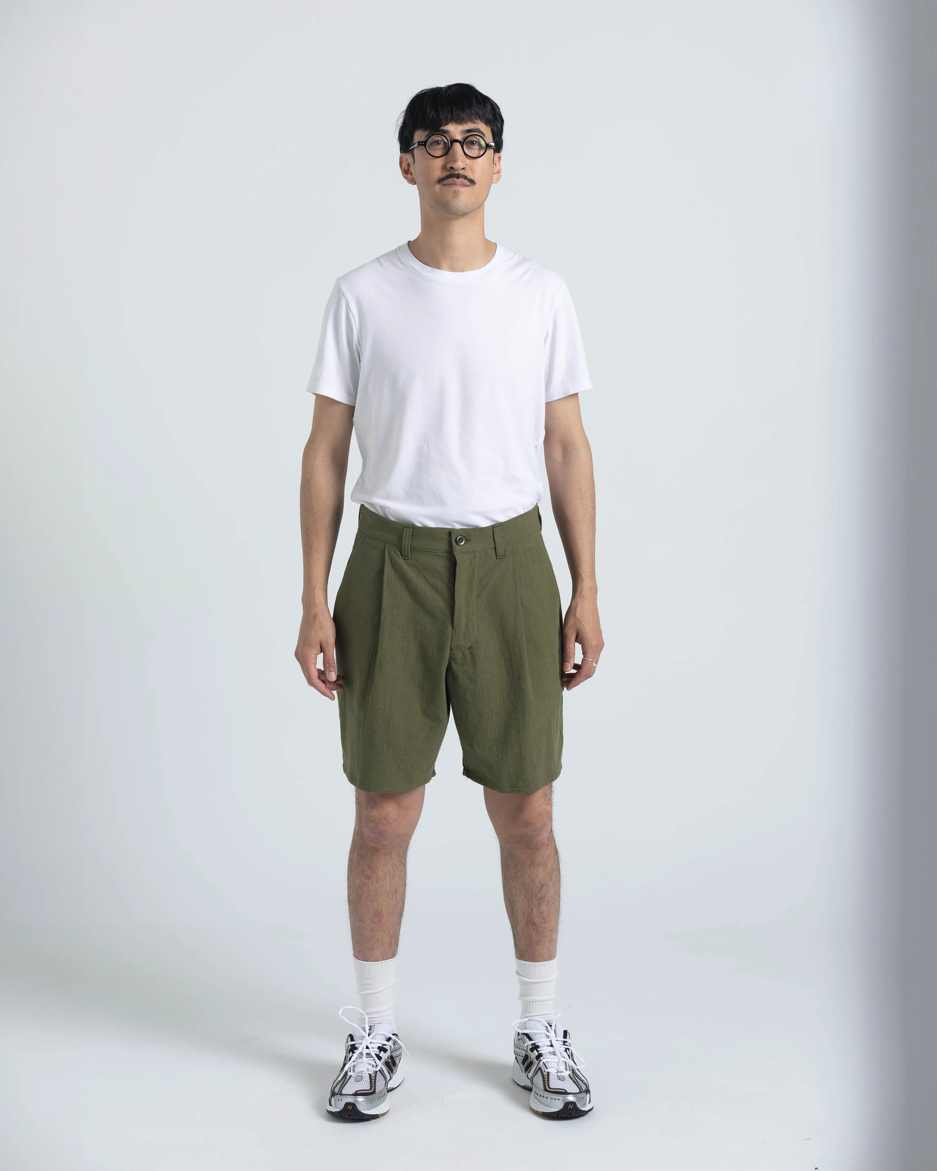 SAMPLE SALE: Pleated Shorts - OIive Cotton / Linen