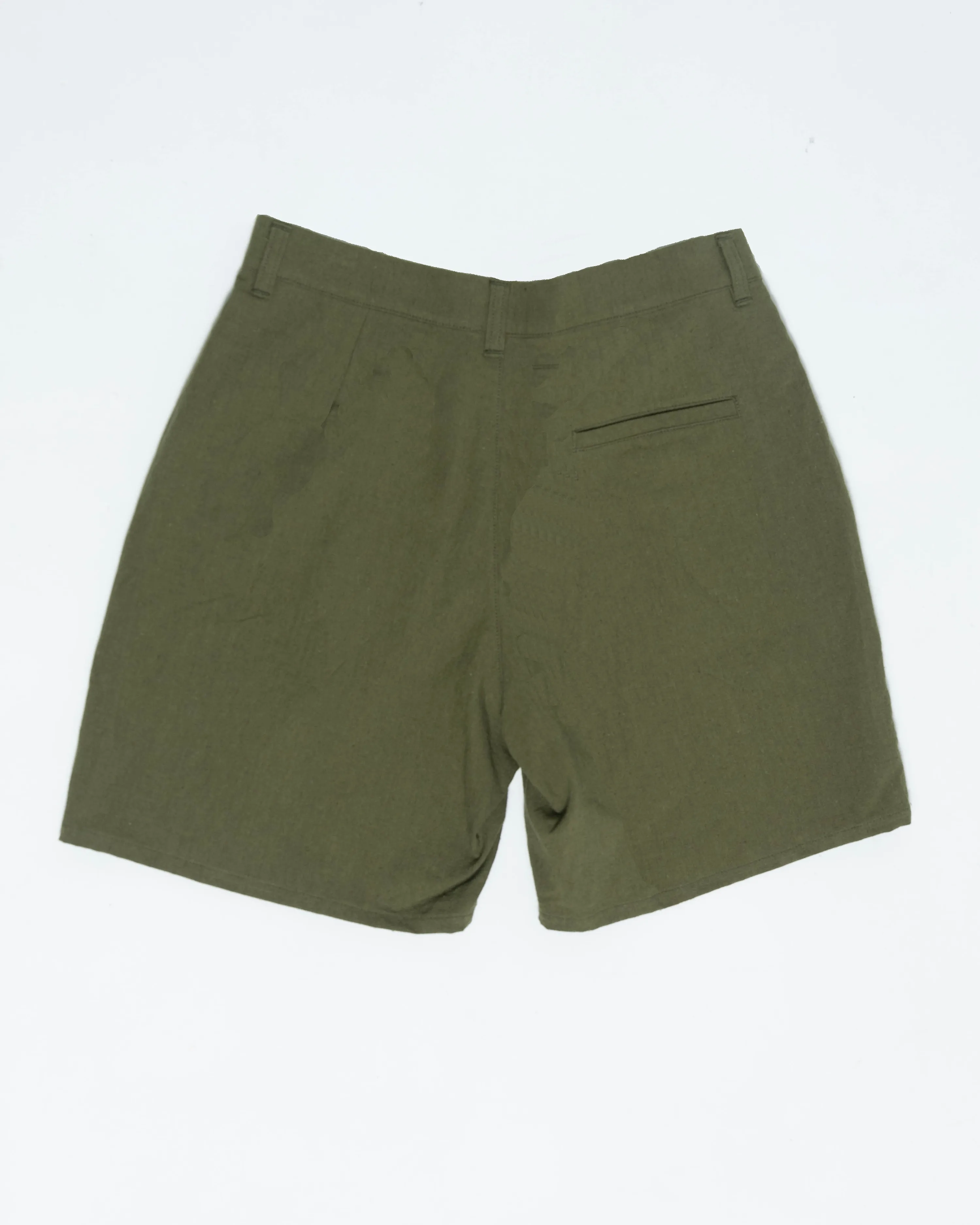 SAMPLE SALE: Pleated Shorts - OIive Cotton / Linen