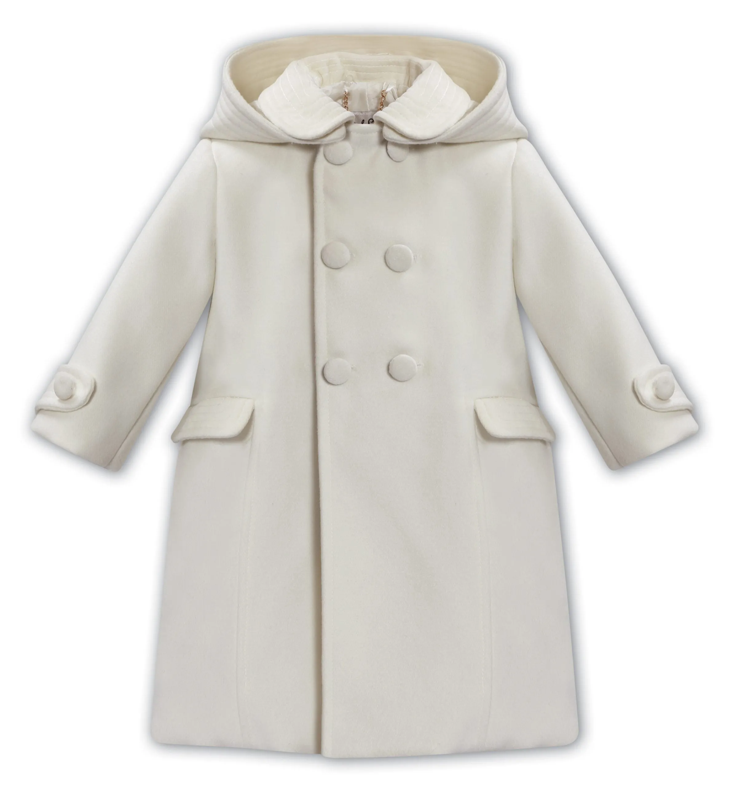 Sarah Louise Ivory Traditional Coat with Velvet Trim