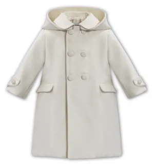 Sarah Louise Ivory Traditional Coat with Velvet Trim