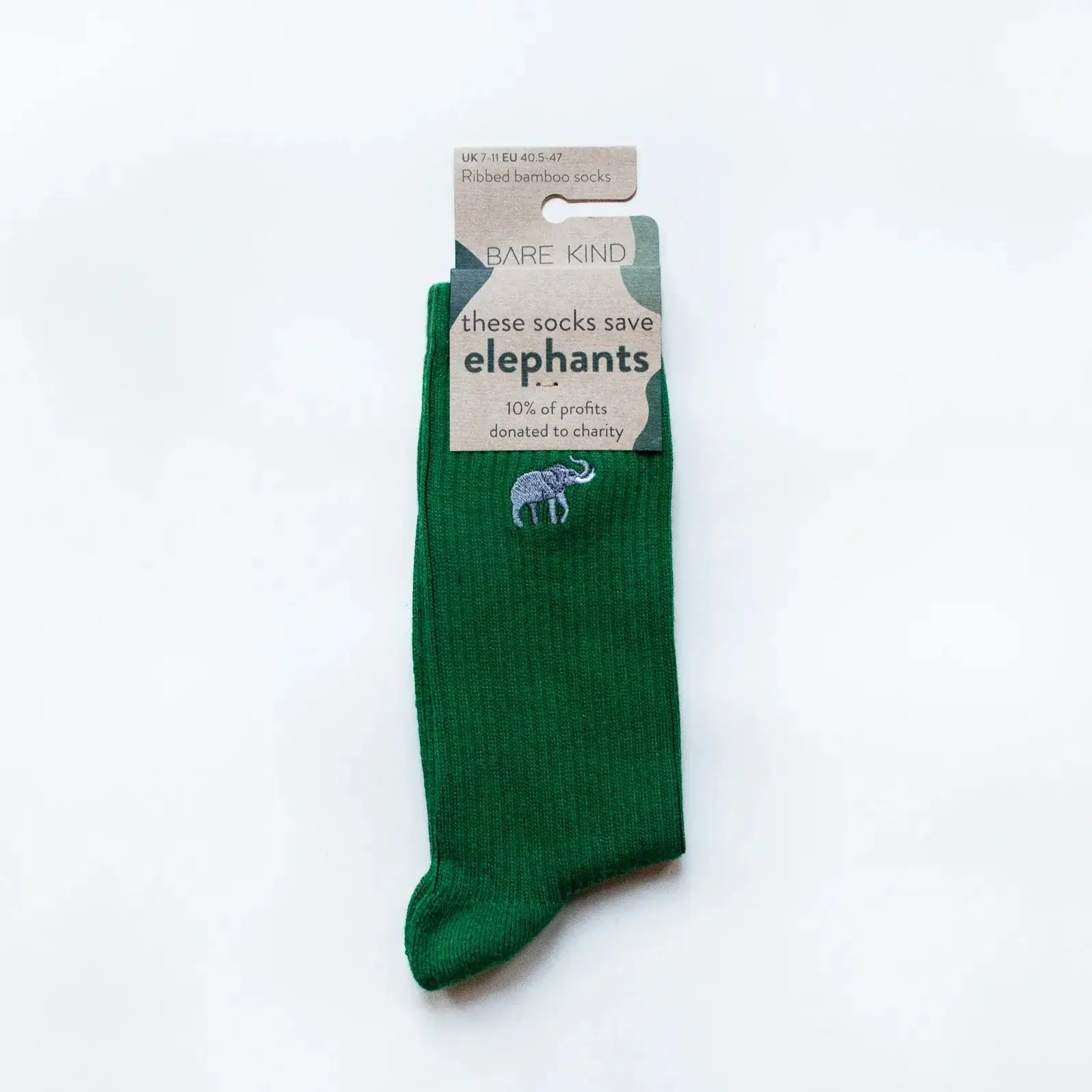 Save the Elephants Ribbed Bamboo Socks by Bare Kind