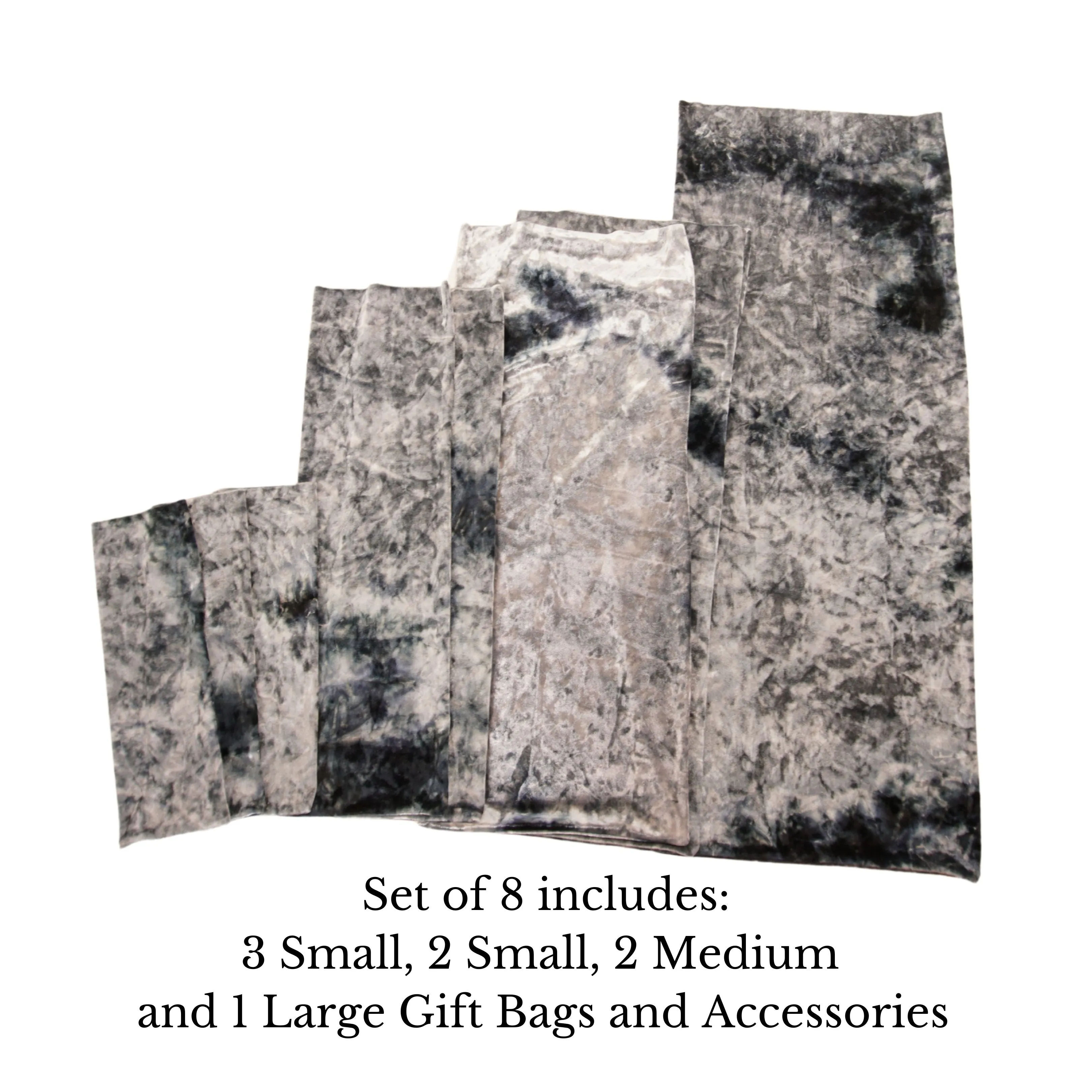 Set of 8 Stretchy Gift Bags - Crushed Silver