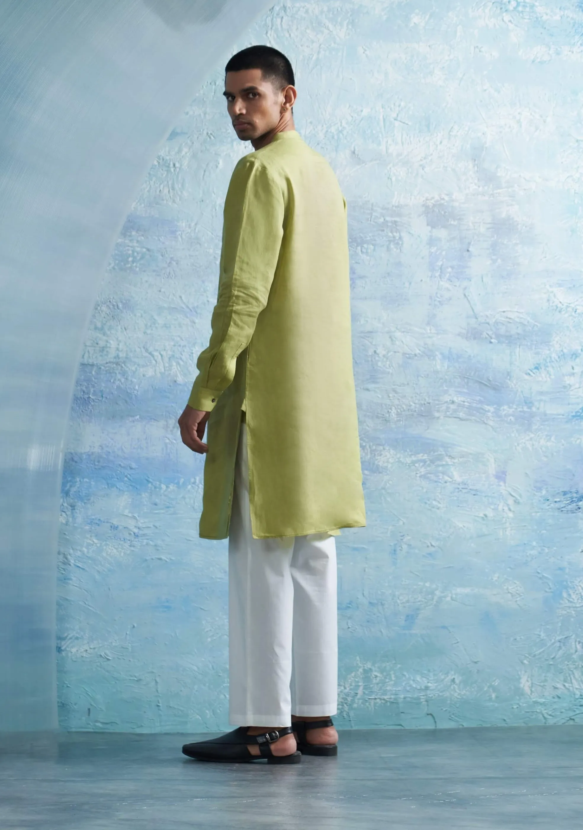 Sheen green straight shimmer kurta and pant