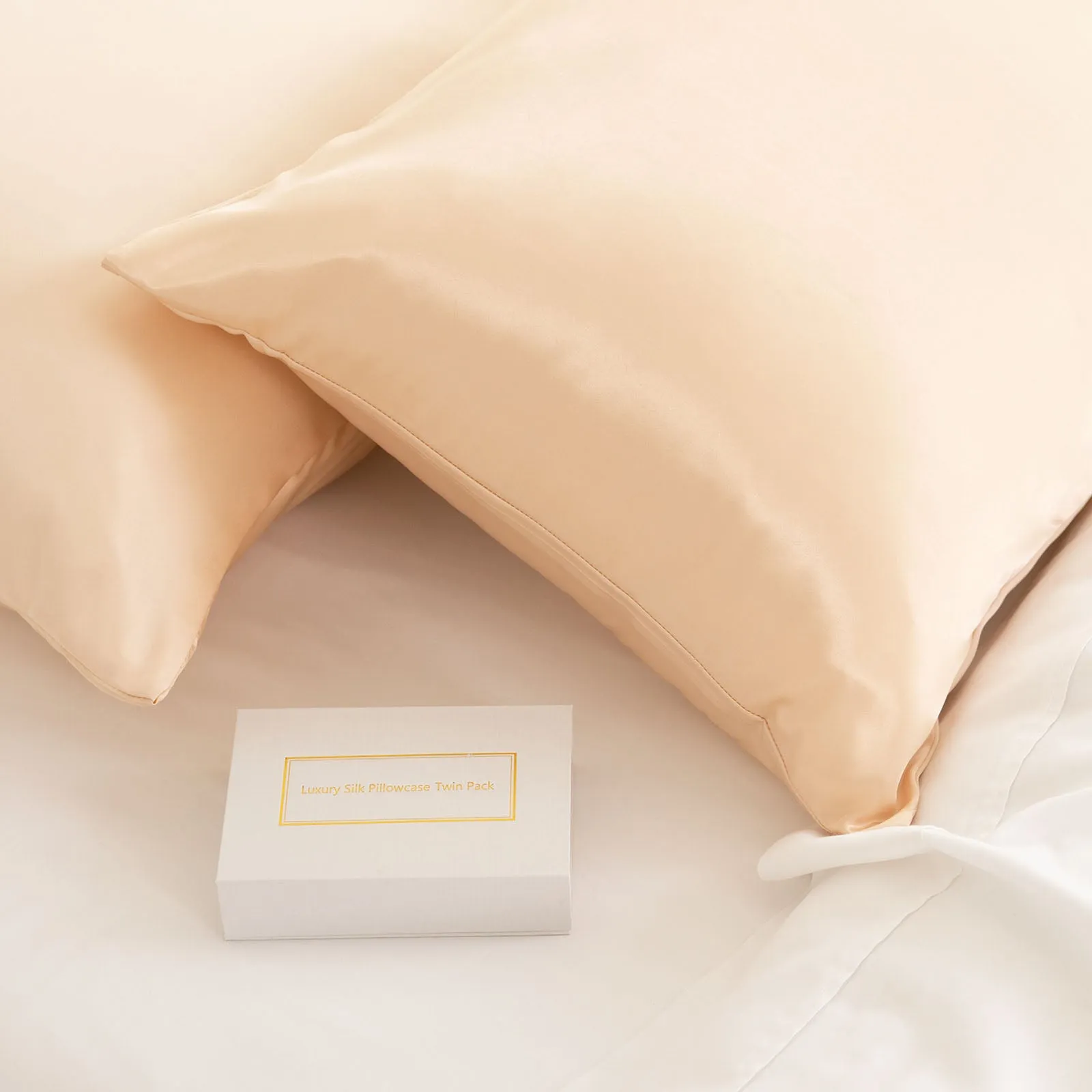SILK PILLOW CASE TWIN PACK - SIZE: 51X76CM - Champagne Pink
