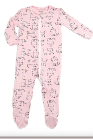 Silkberry Baby - Bamboo Printed Footie | Cat Print