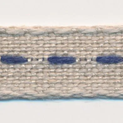 Single Stitched Linen Ribbon #4 Ecru & Indigo
