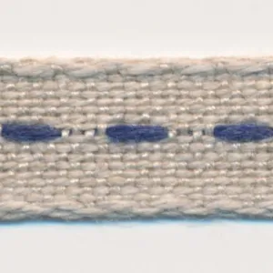 Single Stitched Linen Ribbon #4 Ecru & Indigo