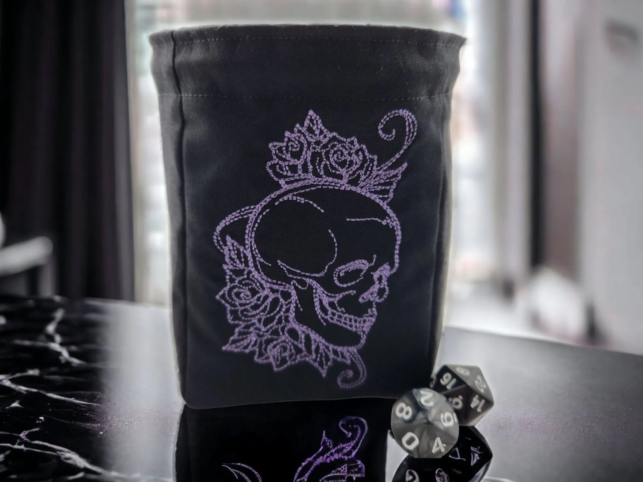 Skull and Rose dice bag