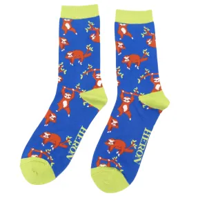 Sloth Bamboo Socks in Blue by Mr Heron, Size UK 7-11