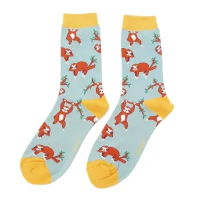 Sloth Bamboo Socks in Duck Egg by Miss Sparrow, Size UK 4-7
