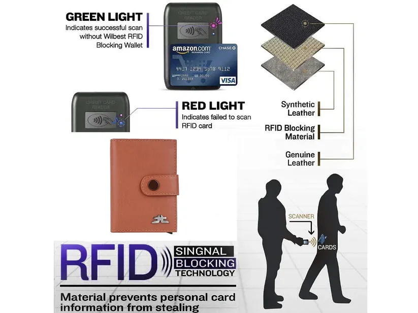 Smart Pop-Up Metallic Card Holder Wallet in Leather #4401