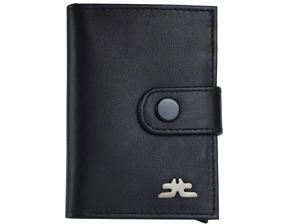 Smart Pop-Up Metallic Card Holder Wallet in Leather #4401