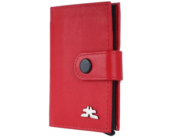 Smart Pop-Up Metallic Card Holder Wallet in Leather #4401