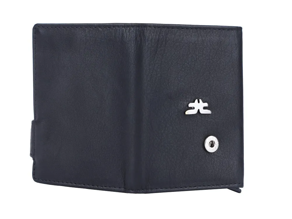 Smart Pop-Up Metallic Card Holder Wallet in Leather #4402